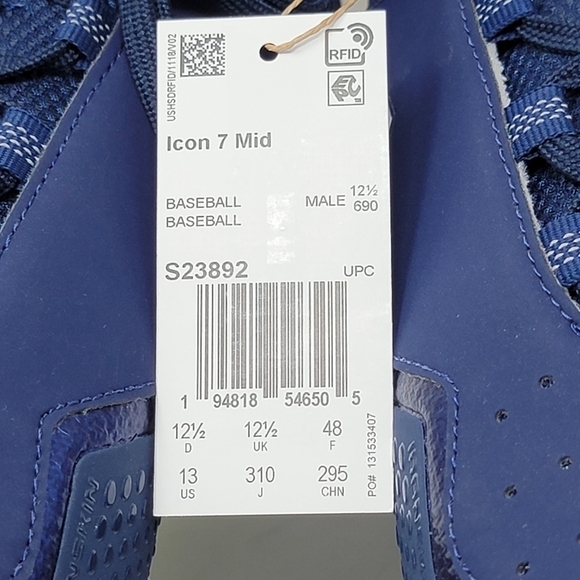 Adidas Mens Icon 7 Mid Blue White Baseball Metal Cleats S23892 Size 13 New main image 11